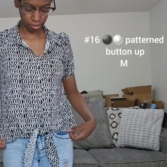 S Button up Black & White patterned shirt - Picture 2 of 3